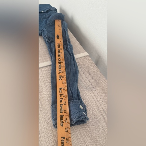 Tom Beckbe Cotton Denim Button Up Shirt Ruffle Pintuck Detail Size Small - Picture 5 of 8